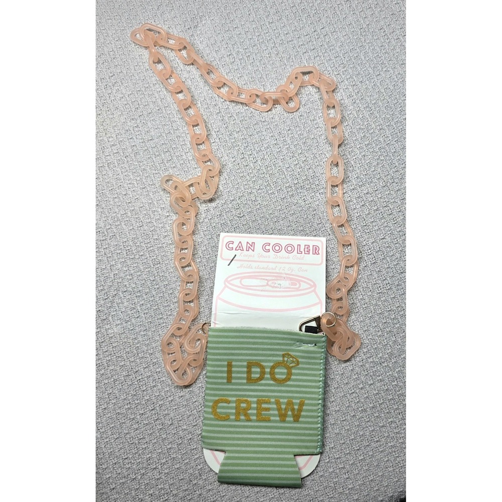 Vivitar I Do Crew Can Cooler Pink Chain Green White Gold Striped KH-MS34-CR